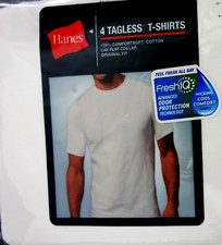 HANES Men's 4-PACK Tagless T-Shirts Original Fit FRESHIQ M White NWT