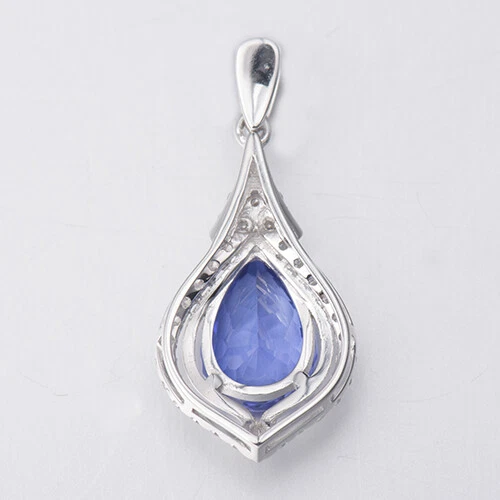 Natural 2.87ct AAA Tanzanite Diamond Fashion Pendant Solid 14K