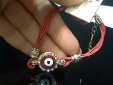 Gold Red Rope Evil Eye Crystal Roun Protection Luck Good Charm Bracelet Bangle