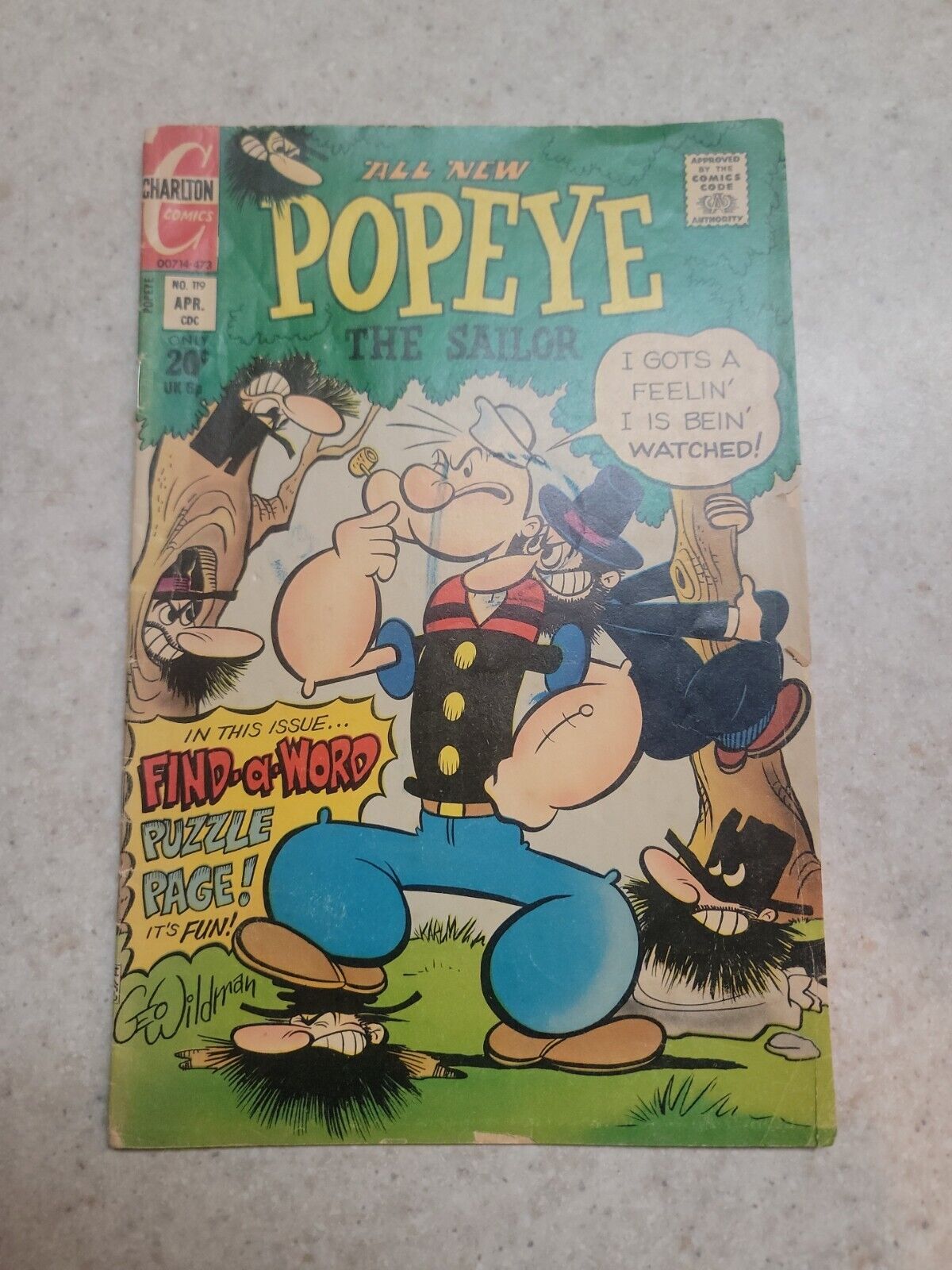 Popeye The Sailor #119 Charlton 1973 '' The Bearded Burger Burglar" 