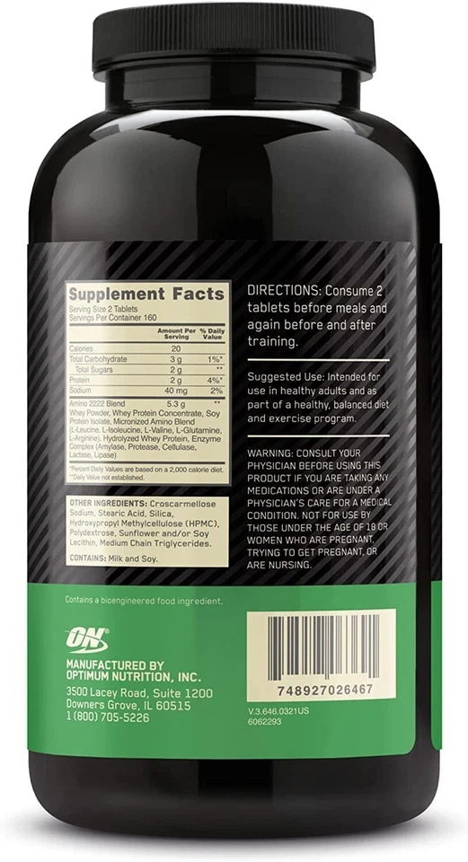 Optimum Nutrition Superior Amino 2222 cápsulas - 320 unidades - Imagem 3 de 4