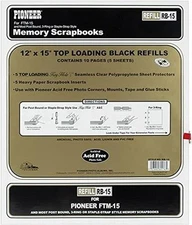Pioneer 12 x15 Black Memory Book Refill Pages 5 Pack (Same Shipping Any Qty)
