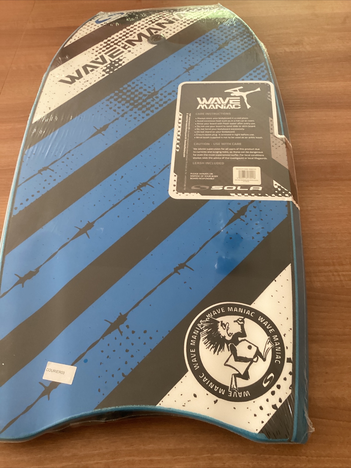 SOLA WAVE MANIAC Xpe Pro Bodyboard With Leash 37” Blue. New. Free P&P.