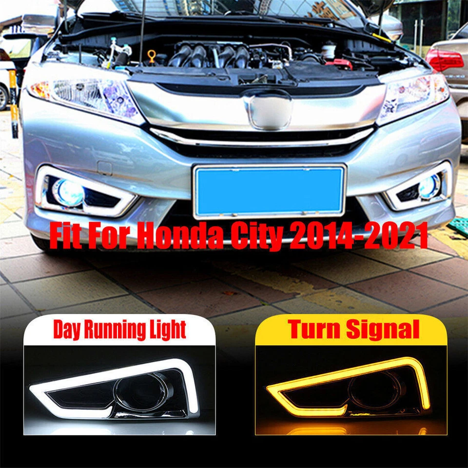 Par de luces de circulación diurna LED antiniebla DRL para Honda City 2014-2021 nuevas Foto 2 de 3