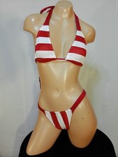 Exotic dancer stripper small red/white two piece bikini dance outfit - dancewear