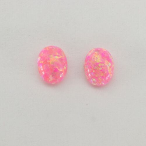 Pink FIRE OPAL Stud / Post Oval Earrings 925 STERLING SILVER (lab created) #444e - Picture 1 of 3