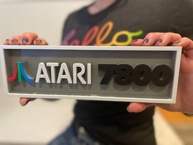 ATARI 7800 3D printed game console placard, retro console sign, multi-color
