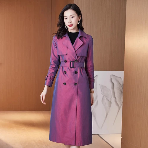 VETEMENTS Cappotto trench donna primaverile slim fit elegante risvolto manica lunga doppiopetto