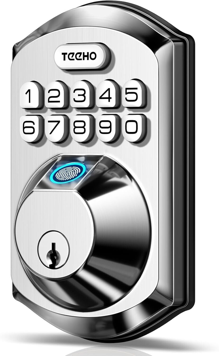 TEEHO TE002 Smart Fingerprint Keyless Entry Deadbolt Door Lock in Satin Nickel Finish-image