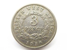 BRITISH WEST AFRICA 3 PENCE 1938KN   / SNIFF'S  ANCIENT COINS T-1