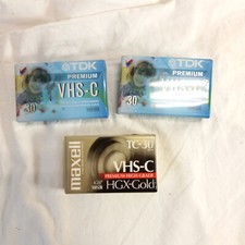 Lot of 3 TDK 30 VHS-C HG Ultimate  Maxell HGX Camcorder Cassette Tapes Sealed