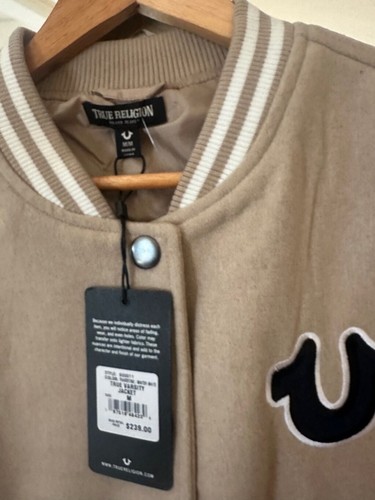 Chaqueta Universitaria True Religion Lana Herradura Bombardero Talla M - Imagen 6 de 7