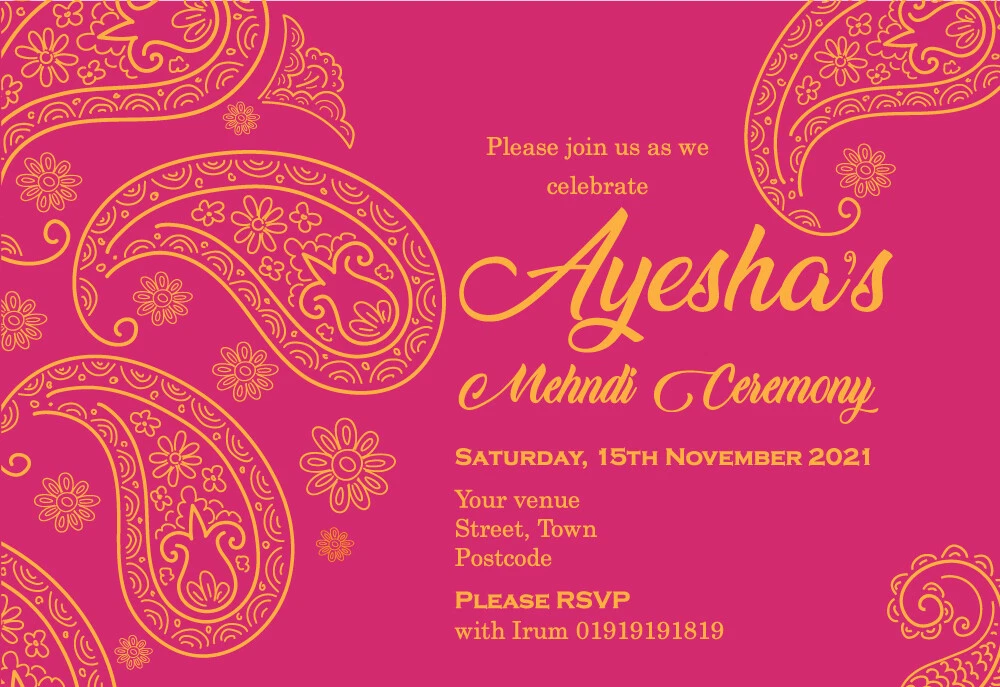 Mehndi on sale invitation card