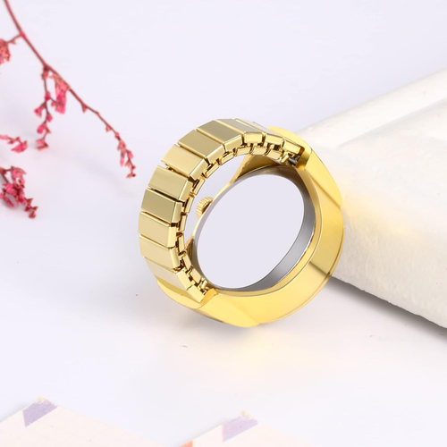 Men Women Finger Watch Stretchy Band Elastic round Simple Dial Quartz Ring Watch - Picture 5 of 12