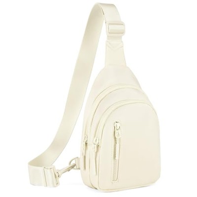 Small Sling Bag Crossbody Bag for Women with 4 Pockets Cross Body Fanny Cream