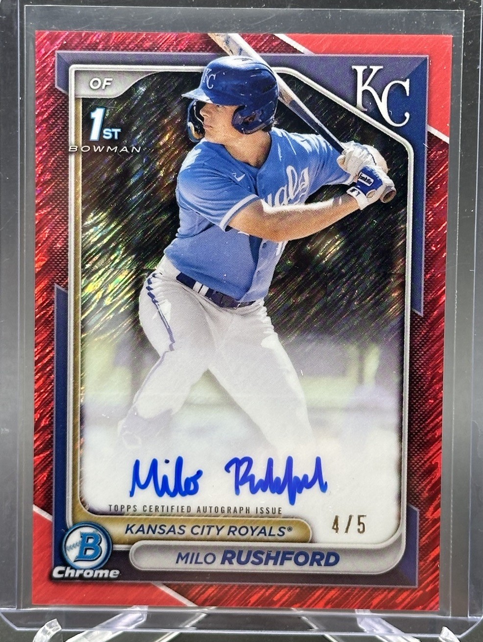 2024 Bowman Chrome Milo Rushford 1st Bowman Red Shimmer Auto /5