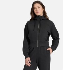 All In Motion Womens M Black Cropped Zip Hoodie Sweatshirt Active Back To School