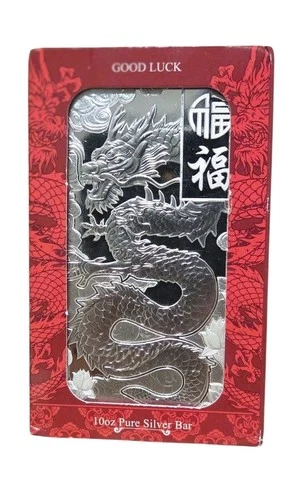 Pamp Lunar Dragon Silver Bar Good Luck - 10 Oz