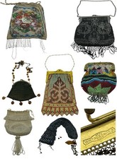 9 Piece Vintage Elegant Beaded Evening Deco Victorian Purse Micro Bead Lot Belt