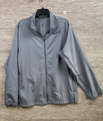 Nike Dri-FIT Jacket Mens Large Gray Full Zip Track Running Athletic 481735-064