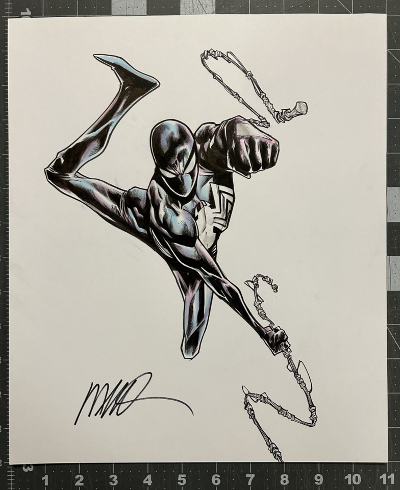 Humberto Ramos Spider-Man colour commission original art 11  x 13  Comic Art