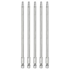 5pcs T25 Bit Torx di Sicurezza 1/4" Gambo Esagonale 6" Lungo Resistente alle Manomissioni Punte Stella