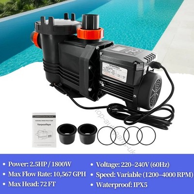 XKP1807BP 2.5HP 220-240V Variable Speed Pool Pump Inground High Flow Energy