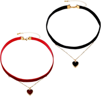 2 StüCk Samt Halskette, Gothic Choker Halskette, Trachten-Samt-Kropfband, Gothic