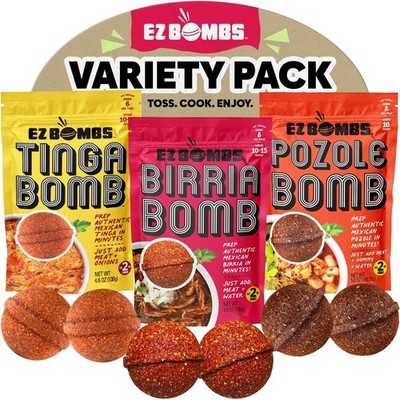 EZ Bombs Variety Pack   Pozole, Tinga & Birria Bomb 1.97 Ounce (Pack of 3) 