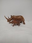 Hand Carved Wooden Rhino 2 Piece Set Figurines - 10" Long - African Made - Used — photo 1