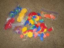 Huge Lot of Geometric Shapes Educational Building Solid Plastic Pattern Blocks,