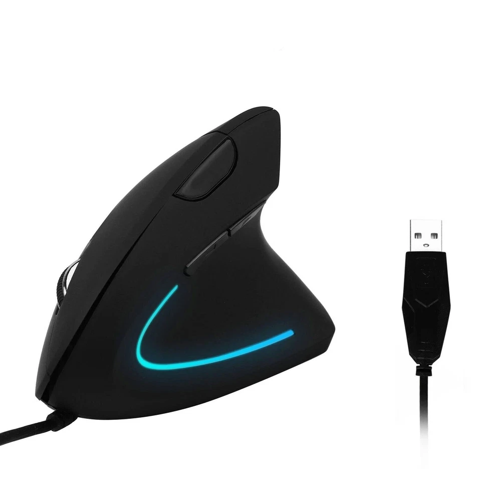 Ergonomic Optical Vertical Mouse Mice USB Wired LED Mice 2400 DPI For Laptop PC - Image 2 of 2