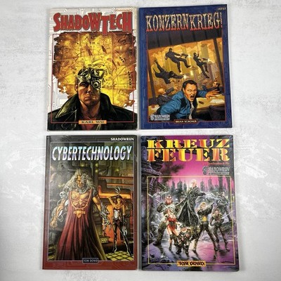4x Shadowrun: Shadowtech, Konzernkrieg, Cybertechnology, Kreuzfeuer Bücher Hefte