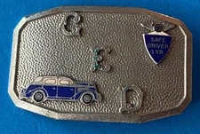 Vintage 40's Hook Fast chauffeur Safe Driver Belt Buckle Award Limousine Packard