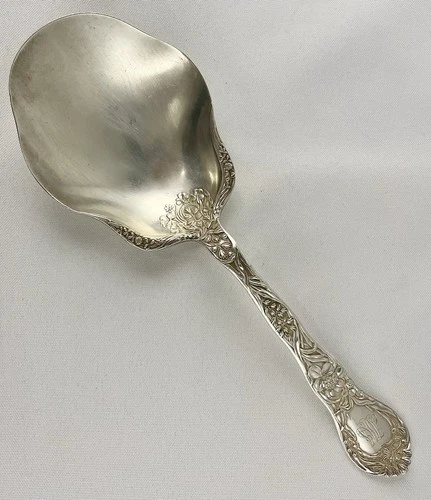 Art Nouveau Gorham Sterling Silver "Meadow" 8.75" Serving or Berry Spoon 1897