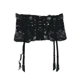 Aubade Women's Black Lace Sheer Corset Garter Belt Waist Cincher Lingerie Size S