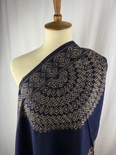 Blue - Brown - Women Indian Warm Wrap Shawl Scarf Golden Stone Rectangular 29x80