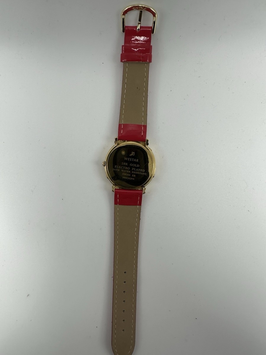 Westar Moon Phase New Battery 18K Gold Plated Watch 33MM 7.5