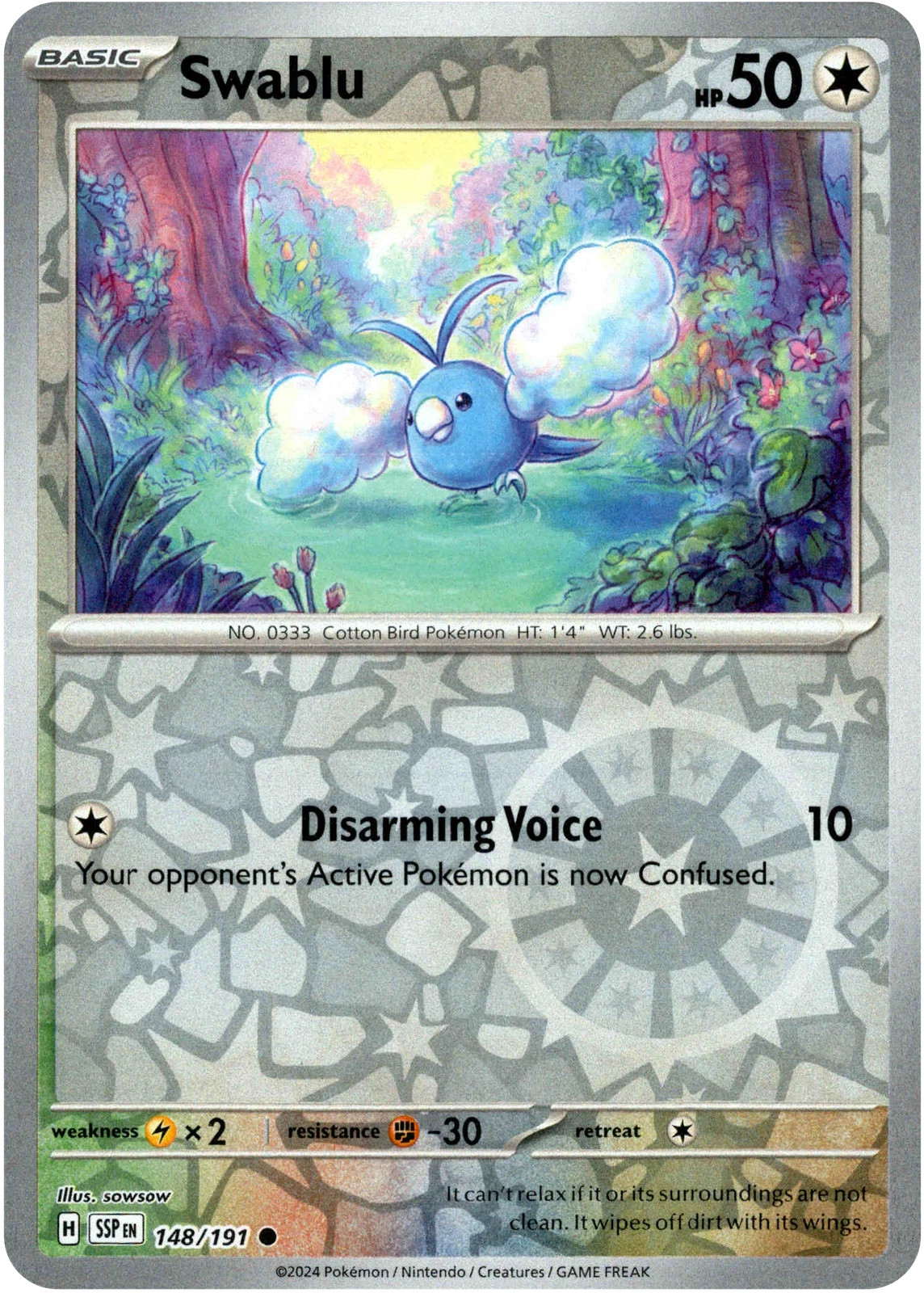 Swablu - 148/191 - Common - Reverse Holo (Near Mint) Surging Sparks - Colorless