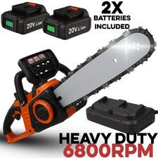 40V Cordless Chainsaw Electric 2x Battery & Charger 30cm 12" Brushless 6800RPM