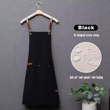Restaurant Work Canvas Sleeveless Bib Apron, Waterproof and Oil Resistant
