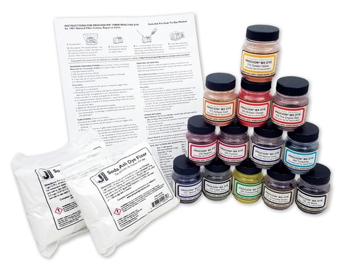 Jacquard Procion Tie Dye Powder 13-Color Set 2/3oz Jars & Soda Ash - Permanent 
