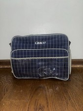 Vintage Graco Diaper Bag Navy Blue Yellow Plaid Slim Style Easy Clean