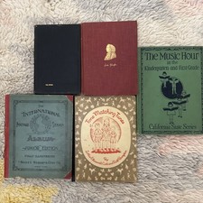 Lot 5 Antique Vintage Beautiful Large Books Illustrated Decor 1920s Music Stamp