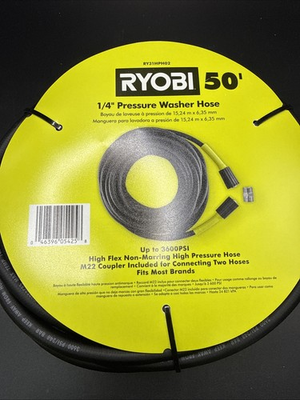 #ad RYOBI RY31HPH02 1 4 in. x 50 ft. 3600 PSI Flexible Pressure Washer Hose $40.99