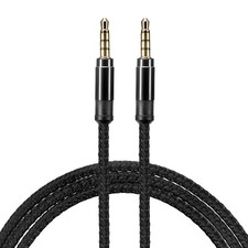 2Pcs Aux Cable 3.5mm Male to Male Nylon Braided 5Ft Auxiliary Cord Black