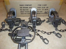 4 Duke # 2 OFFSET Coil Spring Traps 0491 Coyote Bobcat Lynx Foothold Trapping