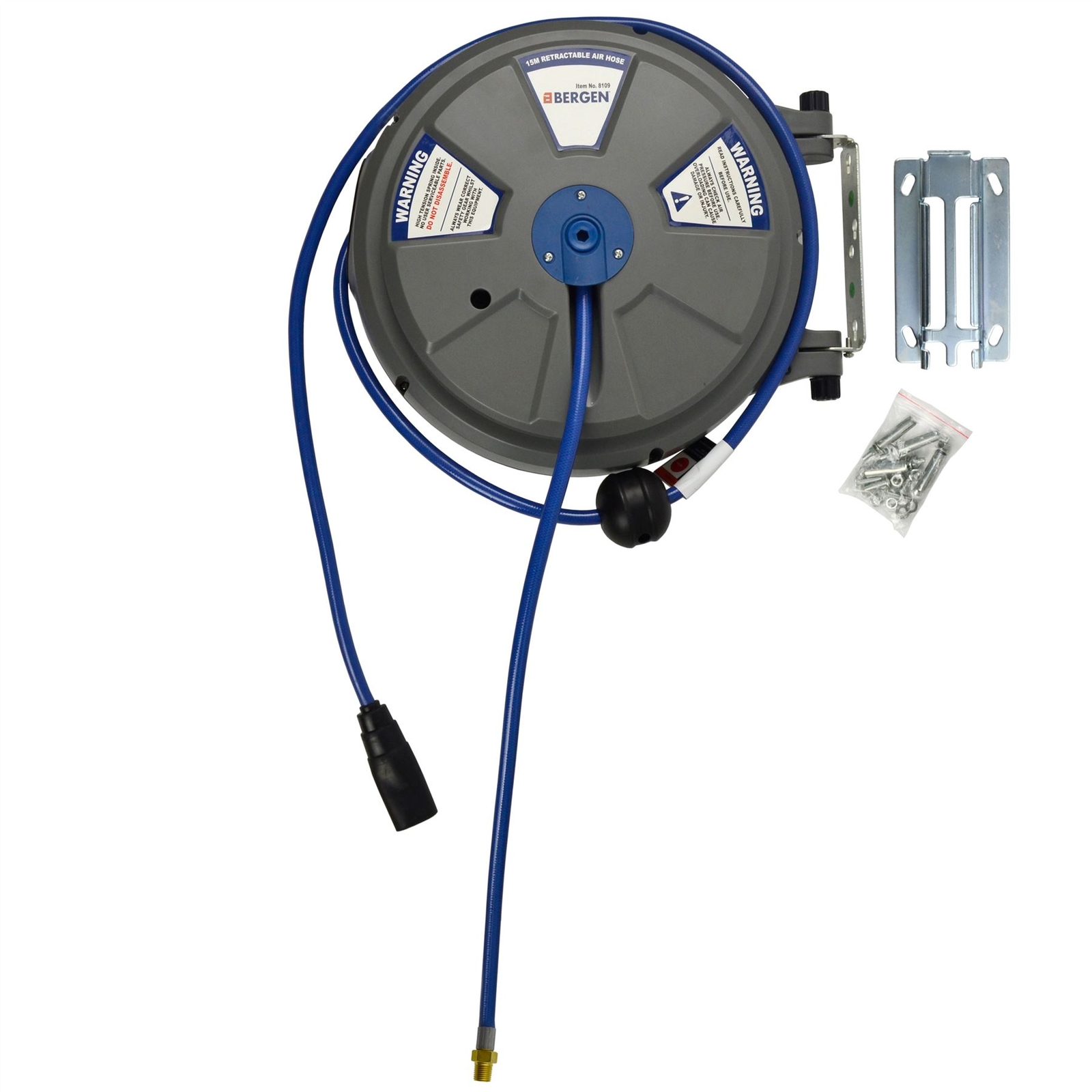 8mm (1/4"") x 15m (50ft) Retractable Wall Mounted Air Hose Line Reel AT877