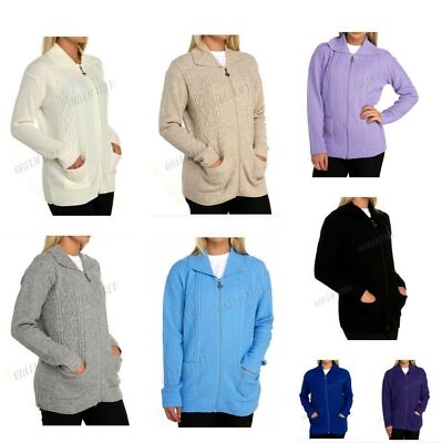 Cardigan Donna Invernale Con Zip E Tasche - Maglione A Coste Lunghe, Morbido E Caldo