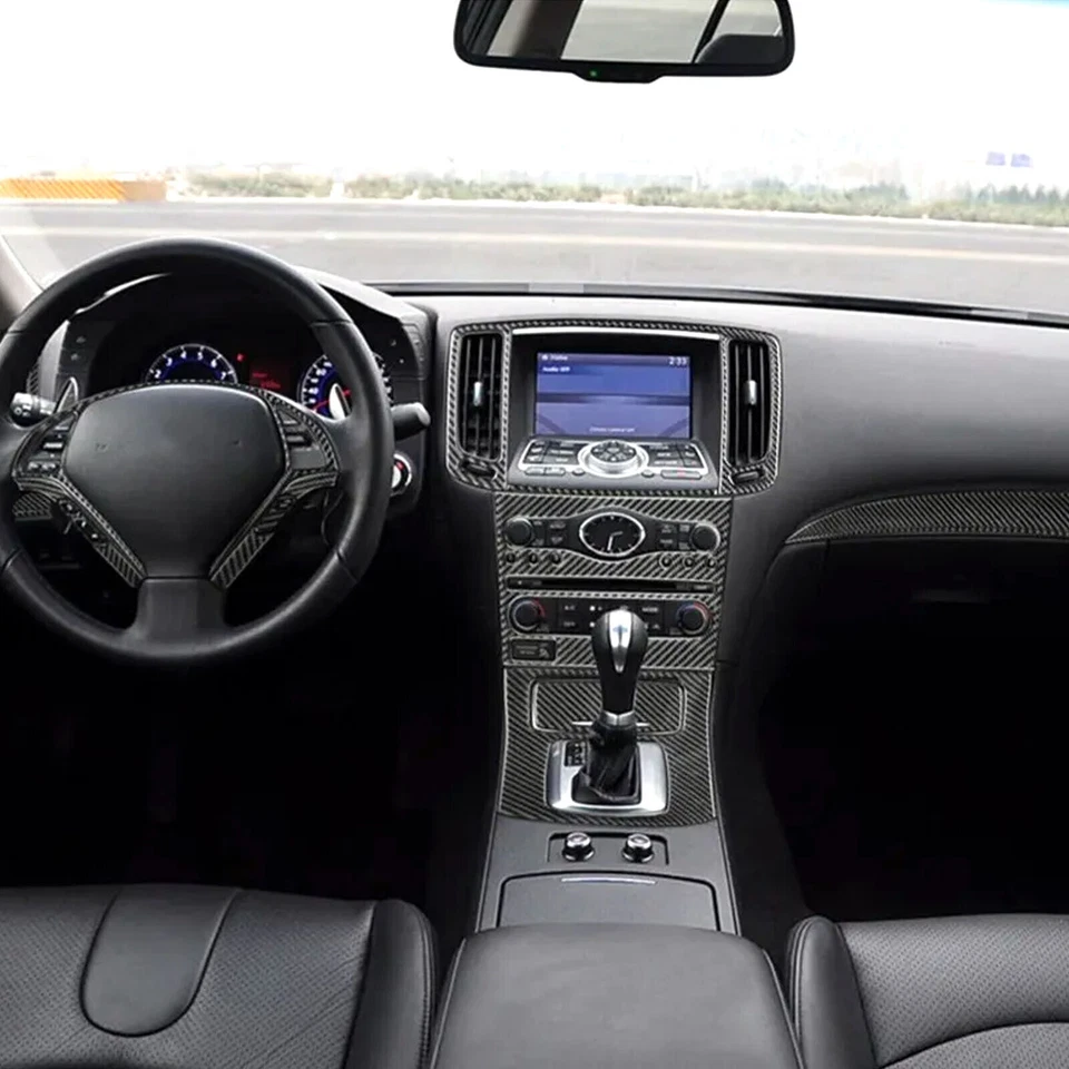 24Pcs Real Carbon Fiber Full Interior Kit Dash Trim For Infiniti G35 G37 2007-13 - Image 2 of 4